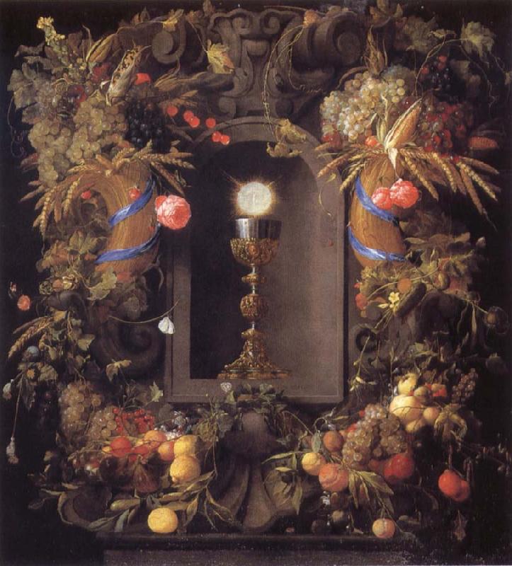 Jan Davidsz. de Heem Chalice and the host,surounded by garlands of fruit oil painting image